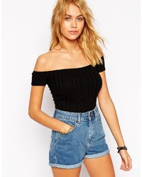 Asos Collection Off Shoulder Body In Variegated Rib