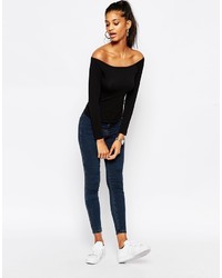 Asos Collection The Off Shoulder Top With Long Sleeves