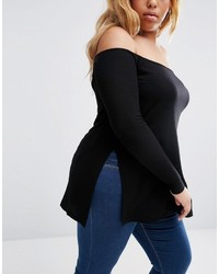 Asos Curve Curve Off Shoulder Slouchy Top With Side Splits