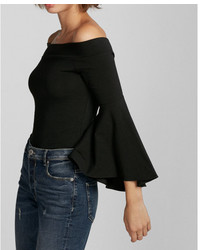Express Fitted Off The Shoulder Bell Sleeve Top