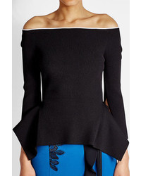 Roland Mouret Knitted Off Shoulder Top With Cotton