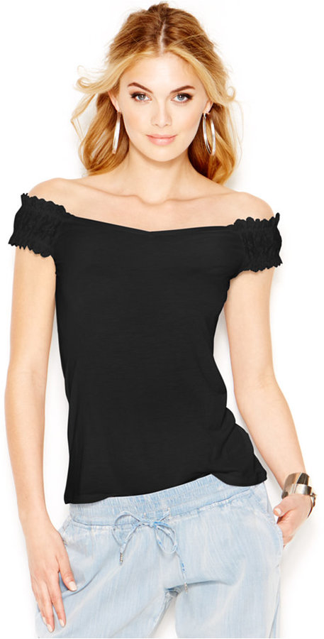 guess off the shoulder top