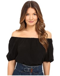 RED Valentino Silk Crepe De Chine Off The Shoulder Blouse Blouse