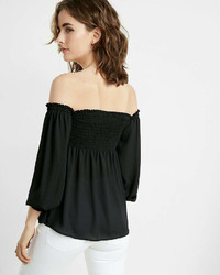 Express Smocked Off The Shoulder Peasant Sleeve Blouse