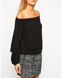 Asos Tall Long Sleeve Off The Shoulder Top