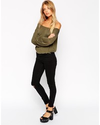 Asos Tall Off Shoulder Top In Slouchy Fabric