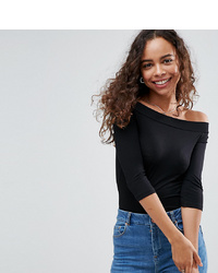 Asos Petite Top With Bardot Neck And 34 Sleeves