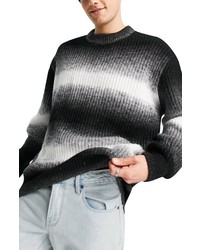 Black Ombre Crew-neck Sweater