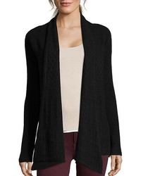 Hayden Black Cashmere Cable Knit Open Front Cardigan