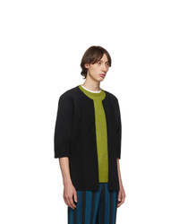 Homme Plissé Issey Miyake Black Pleated Open Front Cardigan