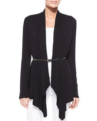 Carmen Marc Valvo Car By Open Front Cardigan With Golden Studded Belt