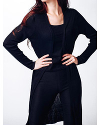 Choies Black Long Sleeve Cardigan With Beaded Wing