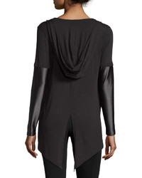 Koral Activewear Hooded Panel Sleeve Cardigan Black