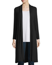 Eileen Fisher Long Shaped Jersey Cardigan Black Plus Size