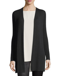 Eileen Fisher Long Straight Wool Crepe Cardigan Plus Size