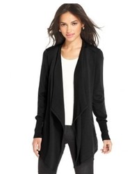 NY Collection Draped Asymmetrical Open Front Cardigan