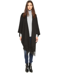 DKNY Pure Open Front Fringe Poncho