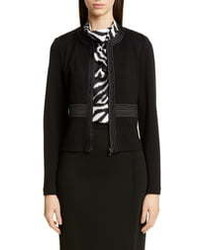 St. John Collection Defined Topstitching Milano Knit Jacket