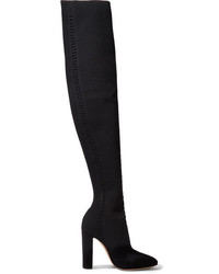 Gianvito Rossi 105 Perforated Stretch Knit Over The Knee Boots Black