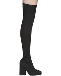 Yeezy Black Canvas Thigh High Boots