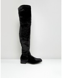 Glamorous Black Flat Over The Knee Boots
