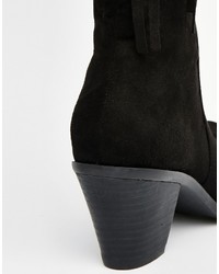 Glamorous Black Studded Fringed Over The Knee Boots