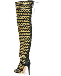 Casadei Chain Print Thigh High Boots
