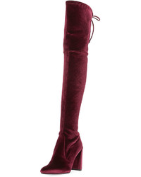 Stuart Weitzman Highchamp Stretch Velvet Over The Knee Boot