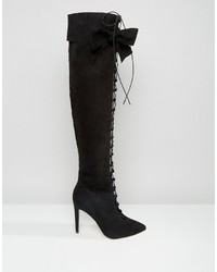 Asos Kari Bow Lace Up Over The Knee Boots