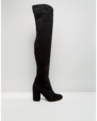 Asos Katch Up Stretch Over The Knee Heeled Boots