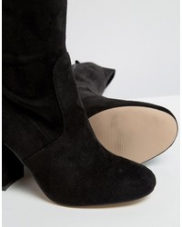 Asos Katch Up Stretch Over The Knee Heeled Boots