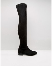 Asos Keepers Wide Leg Flat Over The Knee Boots