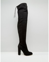 Asos Kingdom Wide Leg Stretch Over The Knee Heeled Boots