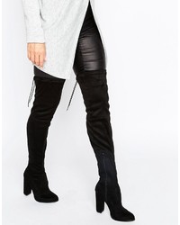 Asos Kingdom Wide Leg Stretch Over The Knee Heeled Boots