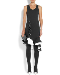 Givenchy Leather Trimmed Stretch Knit Over The Knee Boots Black