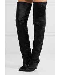 Isabel Marant Lostynn Calf Hair Over The Knee Boots Black
