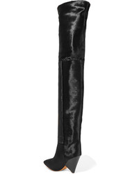 Isabel Marant Lostynn Calf Hair Over The Knee Boots Black