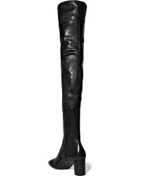 Saint Laurent Loulou Leather Over The Knee Boots Black