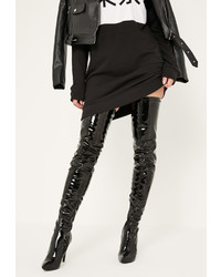 Missguided Black Patent Stiletto Over The Knee Boots