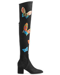 Valentino Over Knee Suede Boots With Butterflies