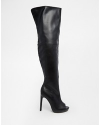 Missguided Over The Knee Boot With Peep Toe