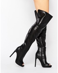 Missguided Over The Knee Boot With Peep Toe