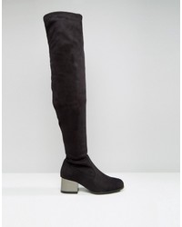 London Rebel Over The Knee Boots With Electroplated Heel