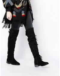 Boohoo Over The Knee Fringe Detail Boots