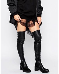 Glamorous Thigh High Chunky Heeled Over The Knee Boots