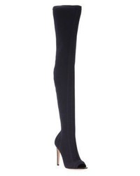 Gianvito Rossi Vires Cuissard Knitted Thigh High Peep Toe Boots