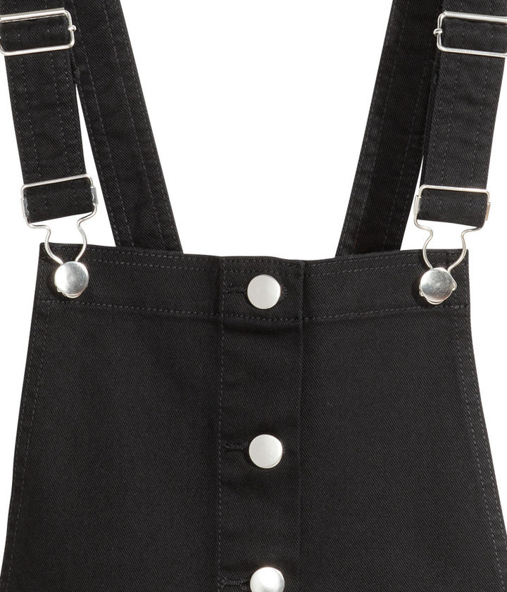 H&M Bib Overall Dress Black Ladies, $34 | H & M | Lookastic