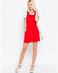 Asos Collection Ponte Pinafore Dress With Stitch Detail