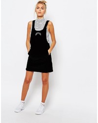 Lazy Oaf Corduroy Pinafore Dress With Messed Up Slogan
