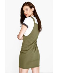 Boohoo Lizzie Button Front Pinafore Dress